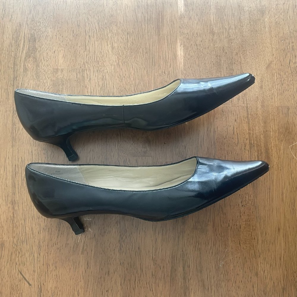 Fitzwell Yara Patent Leather Kitten Heel Pumps, Black, Size 9.5W - Picture 4 of 10